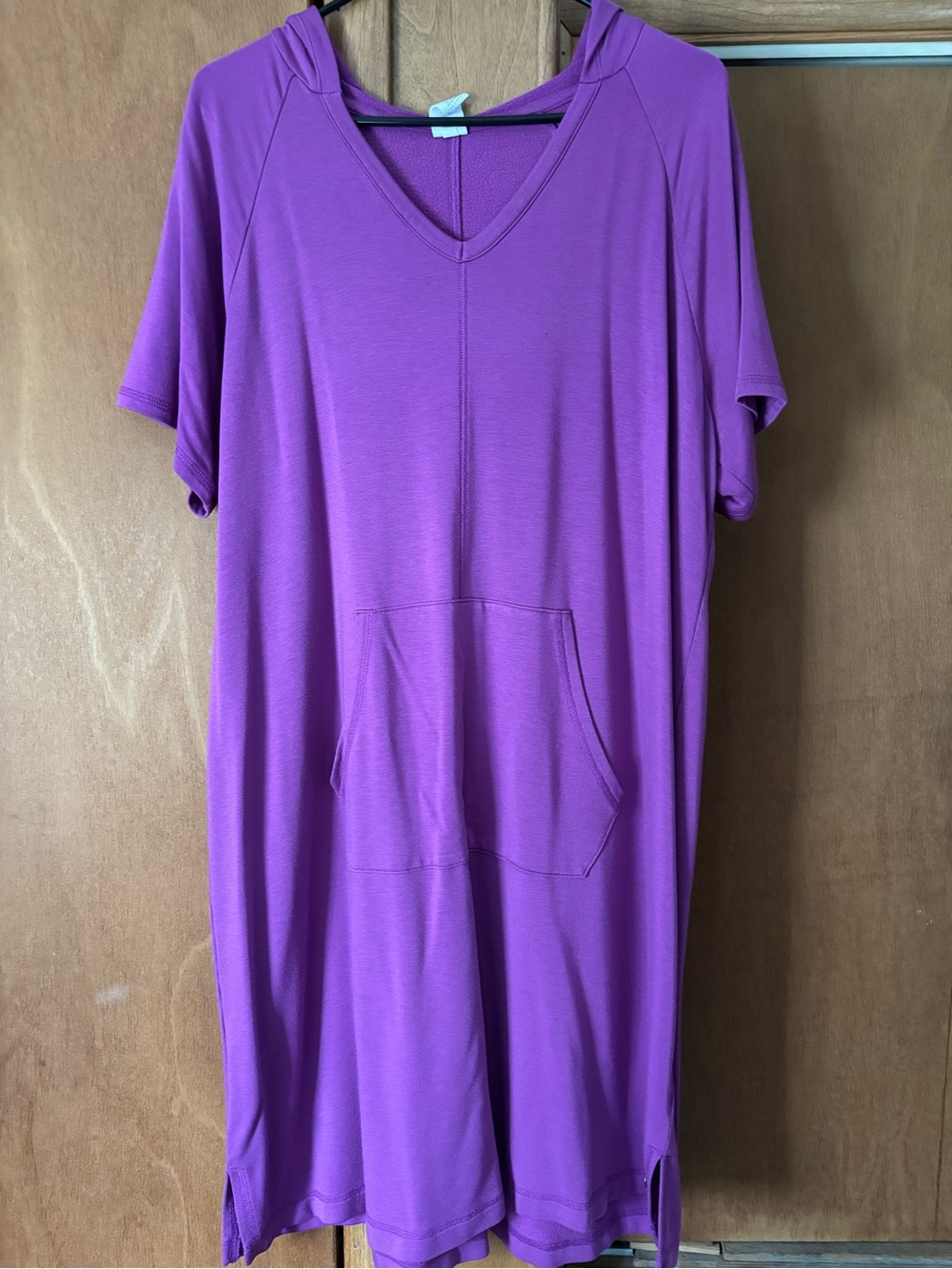 LIVI Casual Purple Short-Sleeve Hooded DRESS